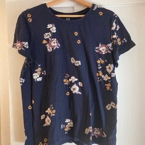 Gap Floral Navy T-Shirt -- XXL